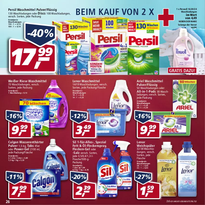 Aktueller Prospekt Real - Real Handzettel - von 07.03 bis 12.03.2022 - strona 26 - produkty: ariel, ariel waschmittel, calgon, eis, flasche, lenor, lenor waschmittel, lenor weichspüler, LG, persil, persil waschmittel, perwoll, Pods, power-gel, reis, salz, Spezi, Ti, waschmittel, wasser, wasserenthärter, weichspüler