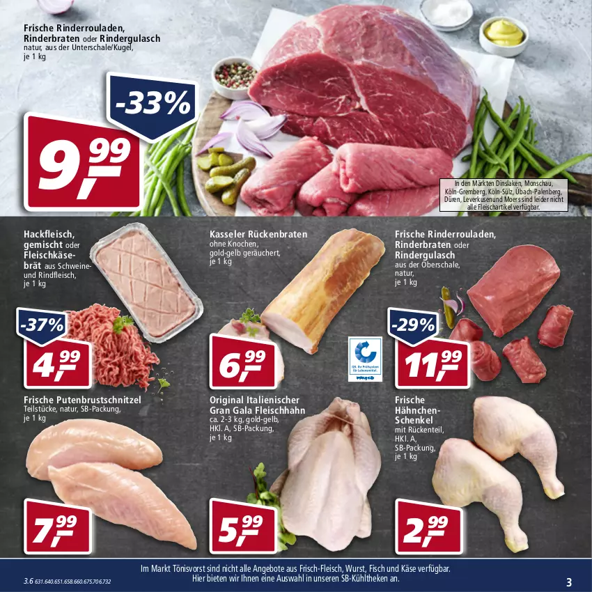 Aktueller Prospekt Real - Real Handzettel - von 07.03 bis 12.03.2022 - strona 3 - produkty: angebot, angebote, braten, eis, ente, fisch, fleisch, fleischkäse, Frische Hähnchen, gin, gulasch, hackfleisch, hähnchenschenkel, henkel, Käse, kasseler, Kugel, natur, oder rindergulasch, pute, putenbrust, rind, rinder, rinderbraten, rindergulasch, Rinderroulade, rinderrouladen, rindfleisch, rouladen, Rückenbraten, Schal, Schale, schenkel, schnitzel, schwein, schweine, Ti, wein, weine, wurst