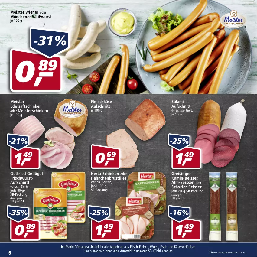 Aktueller Prospekt Real - Real Handzettel - von 07.03 bis 12.03.2022 - strona 6 - produkty: angebot, angebote, aufschnitt, brustfilet, Edelsaftschinken, eis, filet, fisch, fleisch, fleischkäse, Geflügel, gutfried, hähnchenbrust, hähnchenbrustfilet, herta, Kamin, Käse, Meister, reis, saft, saftschinken, salami, schinken, Ti, Weißwurst, wiener, wurst