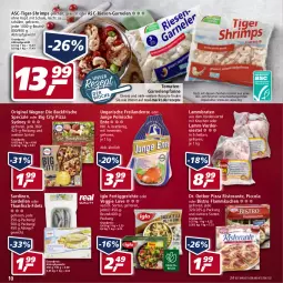 Gazetka promocyjna Real - Real Handzettel - Gazetka - ważna od 12.03 do 12.03.2022 - strona 10 - produkty: aqua, beutel, braten, cola, dell, Dr. Oetker, eis, elle, ente, fertiggericht, fertiggerichte, filet, filets, fisch, flammkuchen, garnelen, gin, iglo, kuchen, lamm, original wagner, pfanne, pizza, reis, rezept, rezepte, Riesen-Garnelen, ristorante, Sardellen, Sardinen, Schal, Schale, thunfisch, Ti, tomate, tomaten, veggie, Veggie Love, wagner