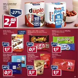 Gazetka promocyjna Real - Real Handzettel - Gazetka - ważna od 12.03 do 12.03.2022 - strona 17 - produkty: balisto, duplo, eis, Kinder, kinder bueno, kinder riegel, kitkat, lindor, lindt, lion, milch, Milkyway, Mon Chéri, reis, riegel, ritter, ritter sport, schoko, schokolade, Sport, Ti