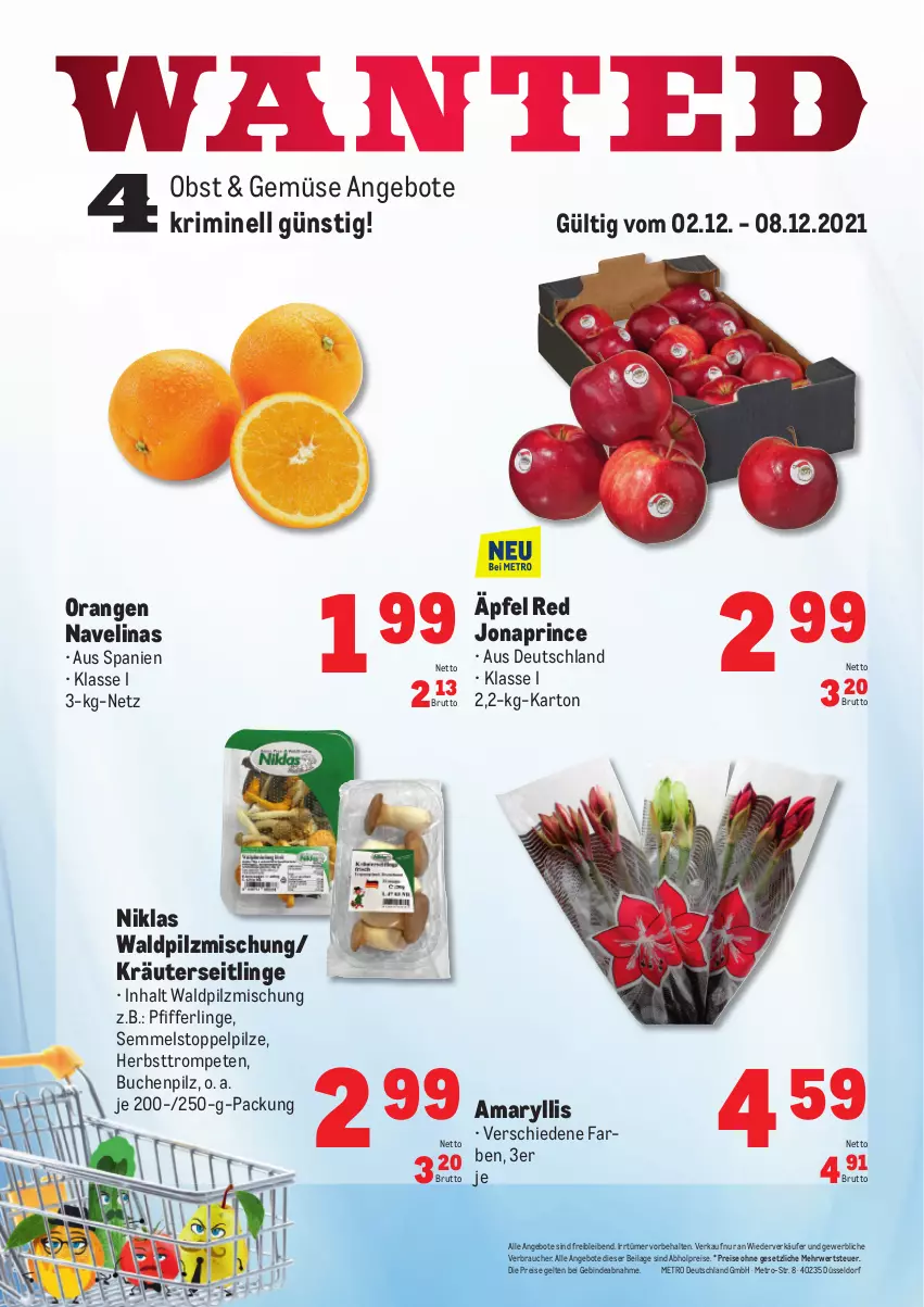 Aktueller Prospekt Metro - Obst & Gemüse Frischepreise - von 02.12 bis 08.12.2021 - strona 1