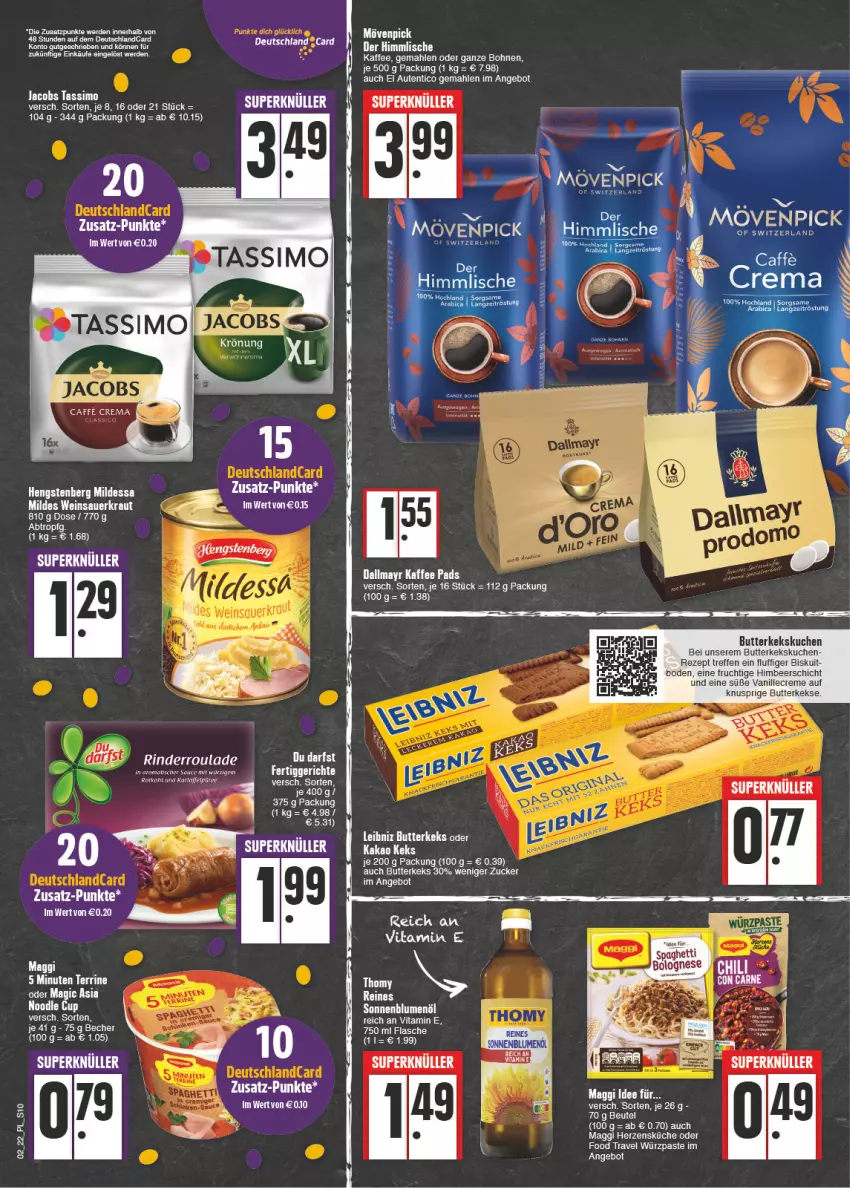 Aktueller Prospekt E Center - Angebote der Woche - von 10.01 bis 15.01.2022 - strona 10 - produkty: angebot, auer, beutel, bohne, bohnen, butter, butterkeks, creme, dallmayr, ente, erde, frucht, hengstenberg, himbeer, jacobs, jacobs tassimo, kaffee, kakao, keks, kekse, Kraut, küche, kuchen, leibniz, maggi, rezept, rwe, Sauerkraut, sim, tassimo, tee, thomy, Ti, vanille, vita, wein, Weinsauerkraut, zucker