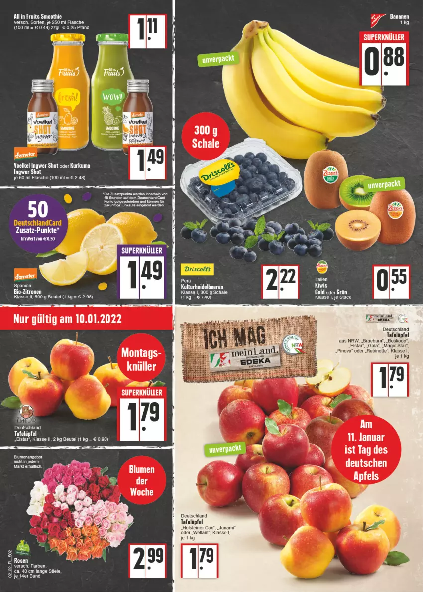 Aktueller Prospekt E Center - Angebote der Woche - von 10.01 bis 15.01.2022 - strona 2 - produkty: angebot, beere, beeren, beutel, blume, blumen, erde, flasche, heidelbeere, heidelbeeren, holsteiner, Rubin, Schal, Schale, smoothie, steiner, tafeläpfel, Ti, Wella