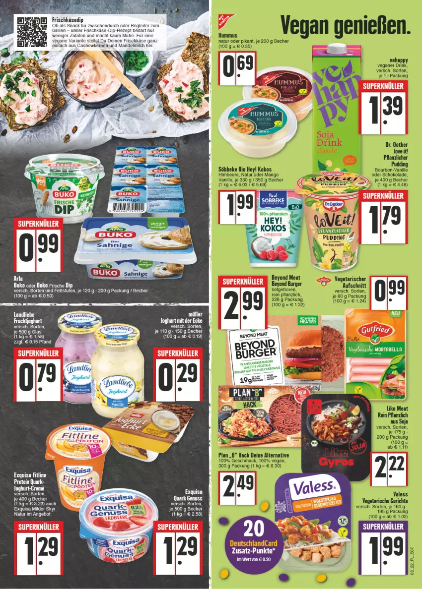 Aktueller Prospekt E Center - Angebote der Woche - von 10.01 bis 15.01.2022 - strona 7 - produkty: angebot, Becher, burger, Cashew, cashewkerne, dip, exquisa, fitline, frischkäse, grill, joghur, joghurt, Käse, landliebe, mac, mandel, milch, natur, nuss, quark, quark genus, quark genuss, rezept, Ria, Skyr, snack, tee