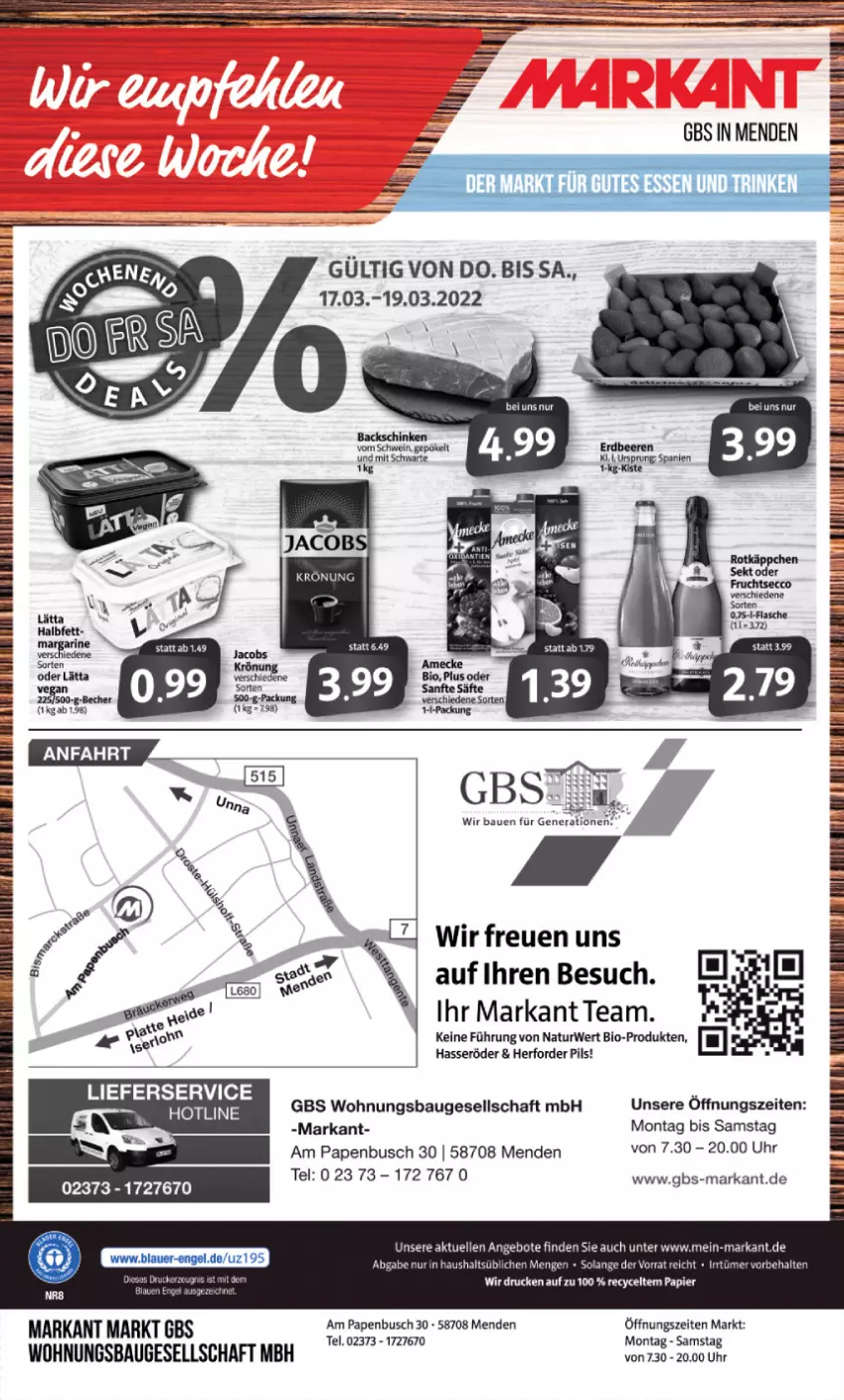 Aktueller Prospekt Markant - Prospekte - von 14.03 bis 19.03.2022 - strona 12 - produkty: angebot, angebote, Bau, bio, elle, hasseröder, lieferservice, natur, papier, pils, rel, rwe, schinken, schwein, Ti, uhr, wein