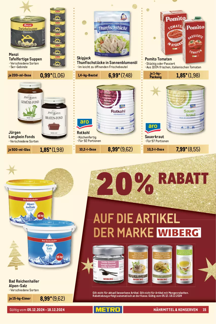 Aktueller Prospekt Metro - GastroJournal - von 05.12 bis 18.12.2024 - strona 15 - produkty: auer, auto, Bad, barbecue, Bau, beutel, blume, blumen, blumenöl, braten, eimer, fisch, flasche, gewürz, gewürzketchup, heinz, Hela, ketchup, knorr, kölln, Konserven, kraft, Kraut, küche, Küchen, LG, mayonnaise, mondamin, müsli, pomito, rapsöl, reines rapsöl, rotkohl, salat, salz, sauce, saucen, Sauerkraut, schoko, schokolade, senf, sonnenblume, sonnenblumen, sonnenblumenöl, suppe, suppen, teigwaren, thunfisch, Ti, tisch, tomate, tomaten, Yo