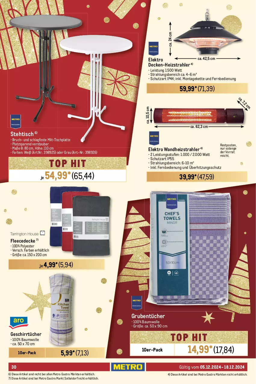 Aktueller Prospekt Metro - GastroJournal - von 05.12 bis 18.12.2024 - strona 30 - produkty: angebot, auer, Bau, baumwolle, decke, din a4, eis, Elektro, fernbedienung, fleecedecke, geschirr, geschirrtücher, HP, Kette, kopierpapier, Kugel, kugelschreiber, latte, Metro, metro gastro, papier, Rauch, reis, sattel, Ti, tisch, tischplatte, tragegriff, tücher, überhitzungsschutz, wolle