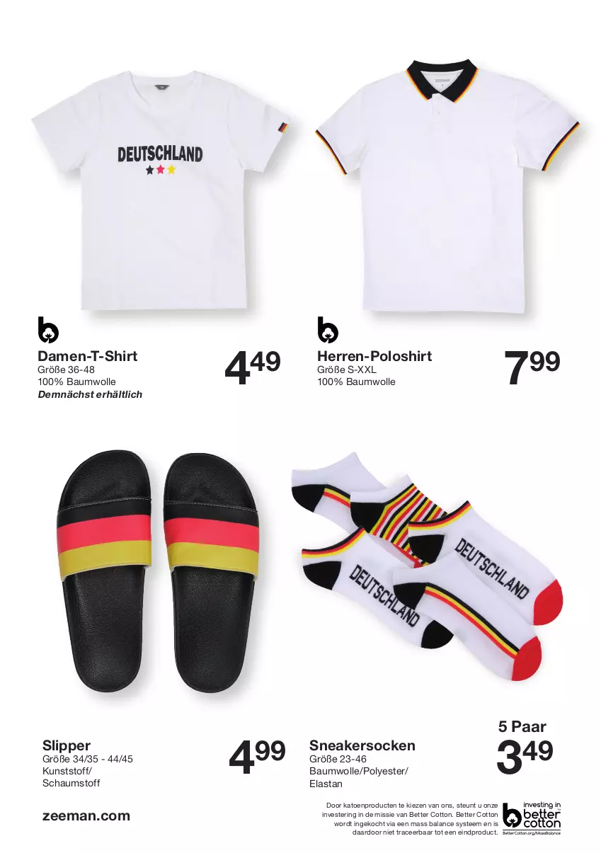 Aktueller Prospekt Zeeman - Prospekte - von 18.05 bis 24.05.2024 - strona 2 - produkty: Bau, baumwolle, bett, herren-polo, poloshirt, ring, shirt, slip, Slipper, sneaker, sneakersocken, socken, T-Shirt, tee, wolle