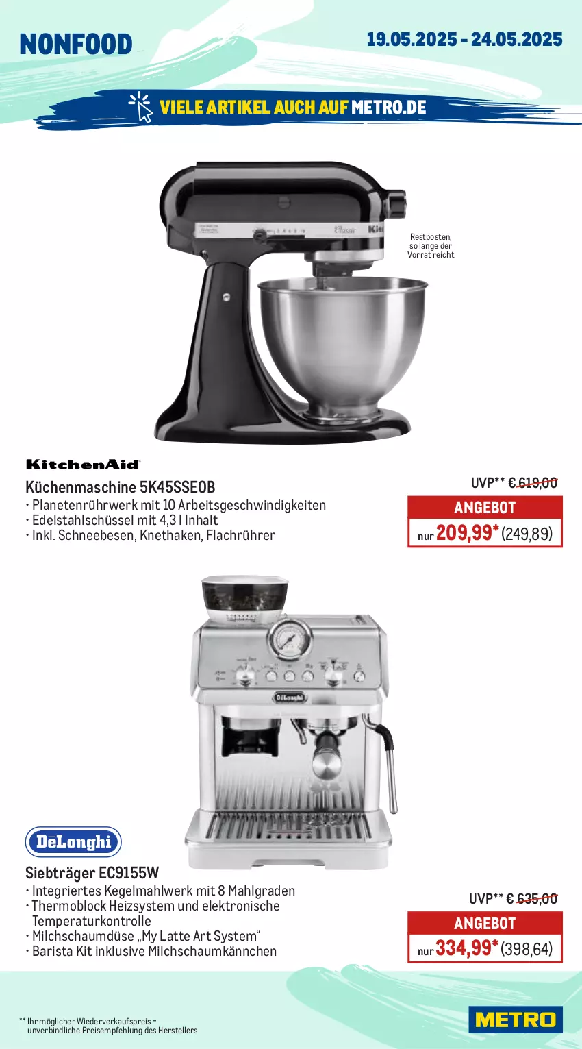 Aktueller Prospekt Metro - Wochen-Angebote - von 19.05 bis 24.05.2025 - strona 18 - produkty: angebot, edelstahl, eis, Elektro, elle, küche, Küchen, küchenmaschine, latte, LG, Metro, milch, reis, rwe, Schneebesen, schüssel, teller, Ti
