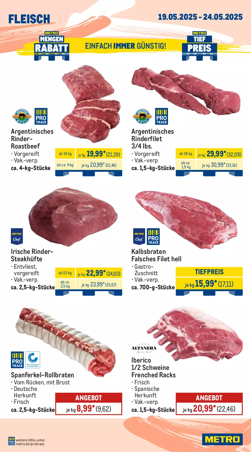 Aktueller Prospekt Metro - Wochen-Angebote - von 19.05 bis 24.05.2025 - strona 2 - produkty: angebot, beef, braten, eis, Falsches Filet, filet, fleisch, Metro, reis, rind, rinder, rinderfilet, Rindersteak, roastbeef, rollbraten, schwein, schweine, steak, steakhüfte, Ti, tiefpreis, wein, weine