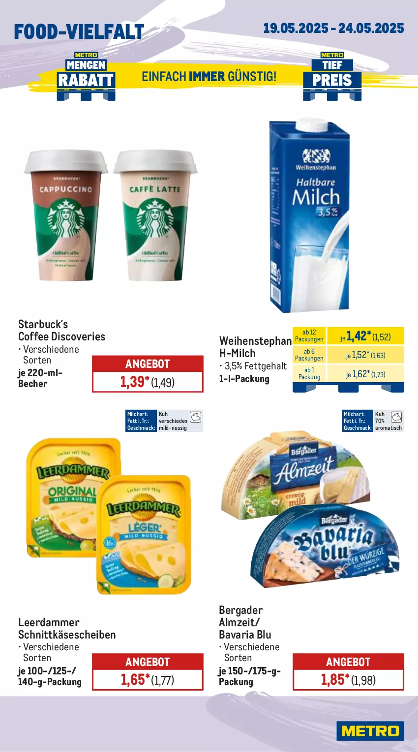 Aktueller Prospekt Metro - Wochen-Angebote - von 19.05 bis 24.05.2025 - strona 9 - produkty: angebot, bavaria blu, Becher, bergader, Käse, käsescheiben, leerdammer, mac, milch, nuss, Ria, schnittkäse, schnittkäsescheiben, Ti, tisch, weihenstephan