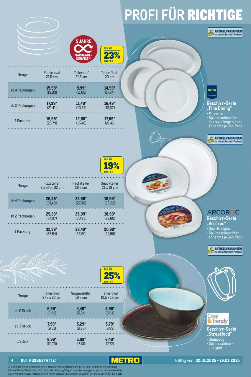 Aktueller Prospekt Metro - Gut ausgestattet - von 02.01 bis 29.01.2025 - strona 4 - produkty: elle, ente, geschirr, latte, mikrowelle, pasta, pizza, reifen, snack, spülmaschinen, suppe, suppen, teller, Ti