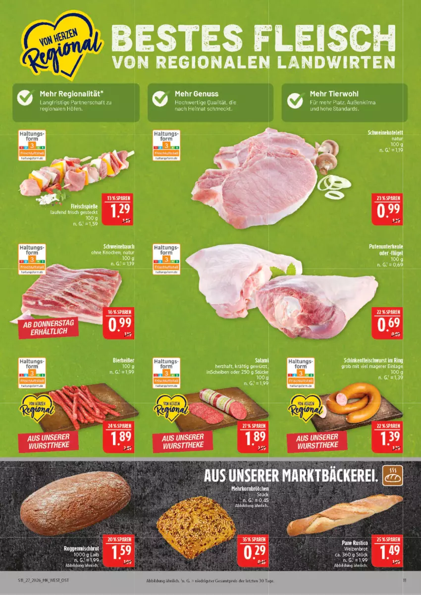 Aktueller Prospekt Marktkauf - Prospekt - von 28.06 bis 04.07.2026 - strona 11 - produkty: eis, fleisch, gewürz, kotelett, Laufen, natur, nuss, ring, salami, schinken, schwein, schweine, schweinekotelett, tee, Ti, wein, weine, wurst