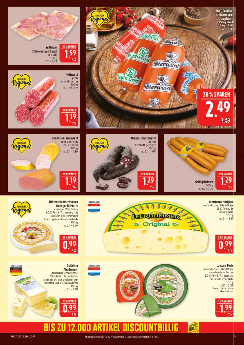 Aktueller Prospekt Marktkauf - Prospekt - von 28.06 bis 04.07.2026 - strona 15 - produkty: auer, Bau, Bauer, brie, brot, burger, deutscher schnittkäse, deutscher weichkäse, eis, fleisch, gewürz, gin, goldsteig, holländischer schnittkäse, Käse, leberwurst, milch, nuss, pesto, reis, schnittkäse, Schwarzwurst, schwein, schweine, Ti, tisch, torte, weichkäse, wein, weine, wiltmann, würfel, wurst, ZTE