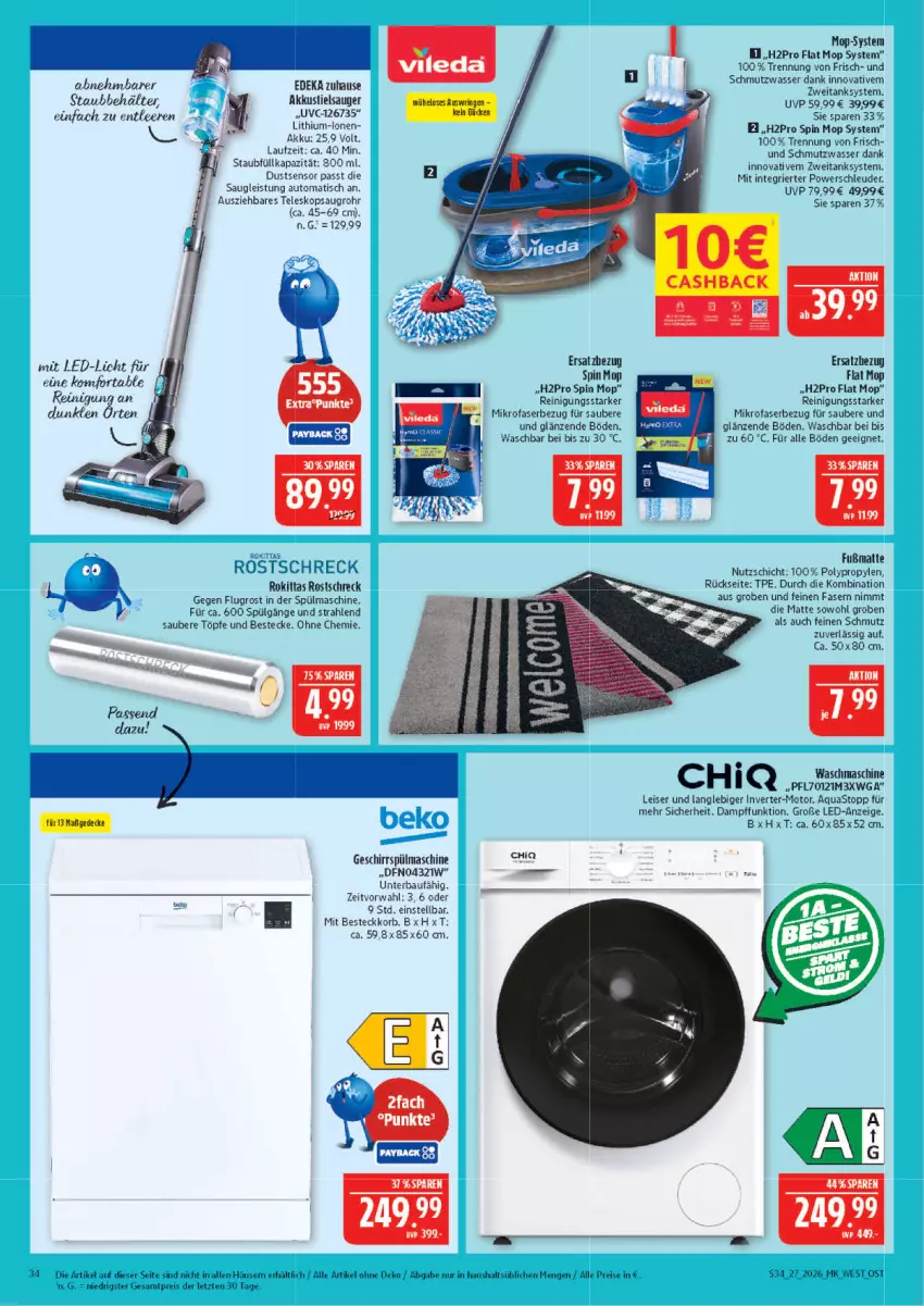 Aktueller Prospekt Marktkauf - Prospekt - von 28.06 bis 04.07.2026 - strona 34 - produkty: akku, aqua, aquastop, auto, Bau, Behälter, besteck, bestecke, deka, eis, geschirr, korb, LG, mikrofaser, Reinigung, reis, rostschreck, Stielsauger, Teleskop, Ti, tisch, waschmaschine, wasser, ZTE