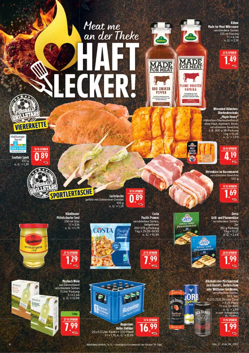 Aktueller Prospekt Marktkauf - Prospekt - von 28.06 bis 04.07.2026 - strona 6 - produkty: bacon, bier, eis, elle, flasche, fleisch, Hähnchen-Oberkeulen, hirtenkäse, Käse, lachs, Mantel, sauce, Tasche, tee, Ti, würzsauce