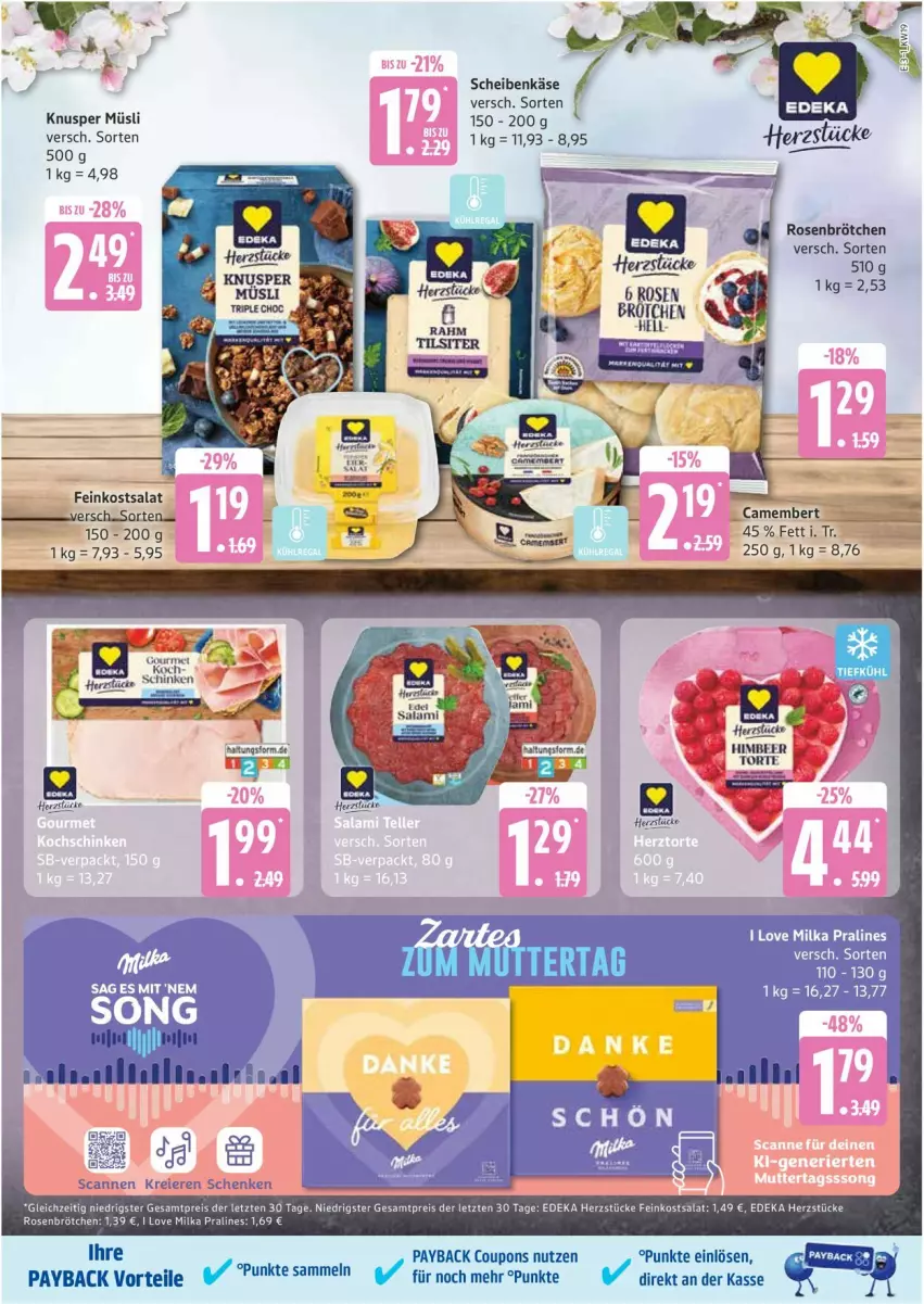 Aktueller Prospekt Edeka - Prospekte - von 05.05 bis 10.05.2025 - strona 3 - produkty: brötchen, coupon, coupons, deka, eis, feinkost, Käse, milka, müsli, payback, reis, rosen, salat, Ti, tuc, ZTE