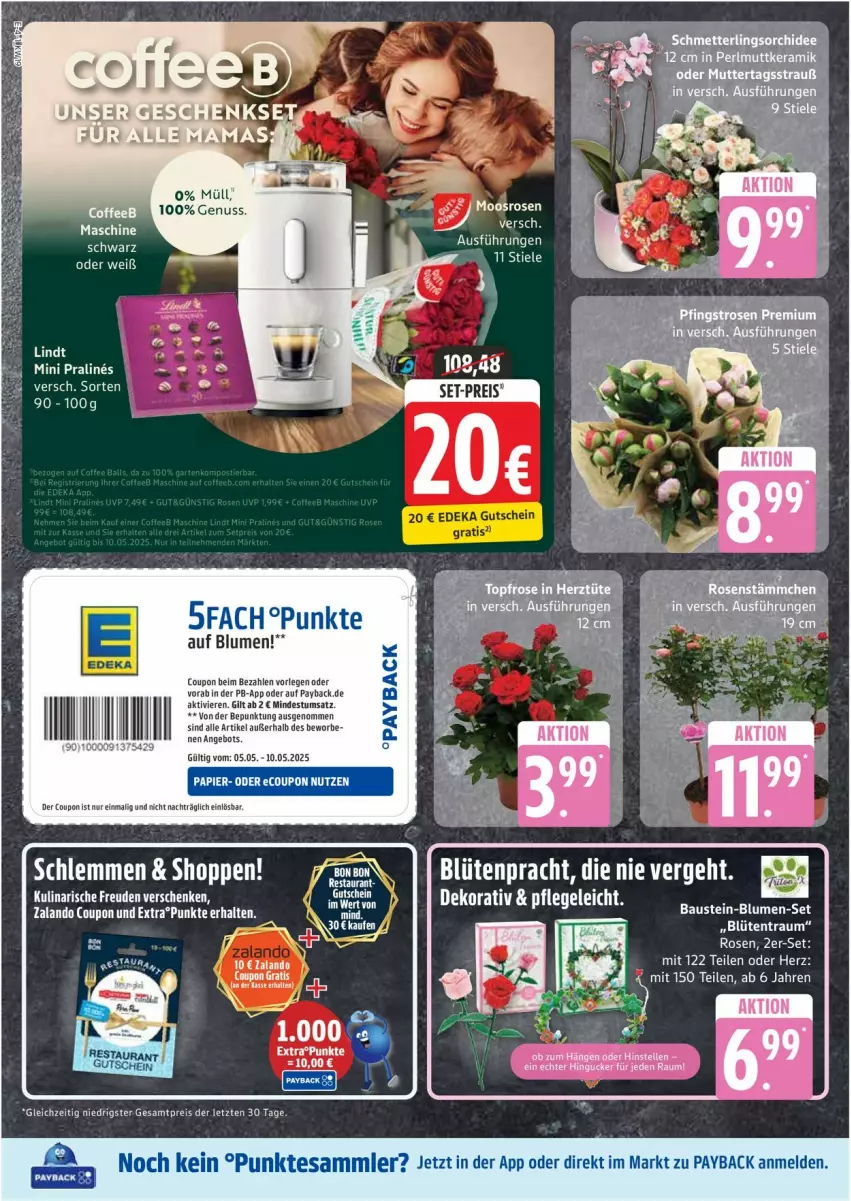 Aktueller Prospekt Edeka - Prospekte - von 05.05 bis 10.05.2025 - strona 4 - produkty: angebot, blume, blumen, Blüte, coupon, eis, elle, lindt, Mett, nuss, orchidee, papier, payback, reis, rosen, Schmetterling, schmetterlingsorchidee, Ti, Tiere