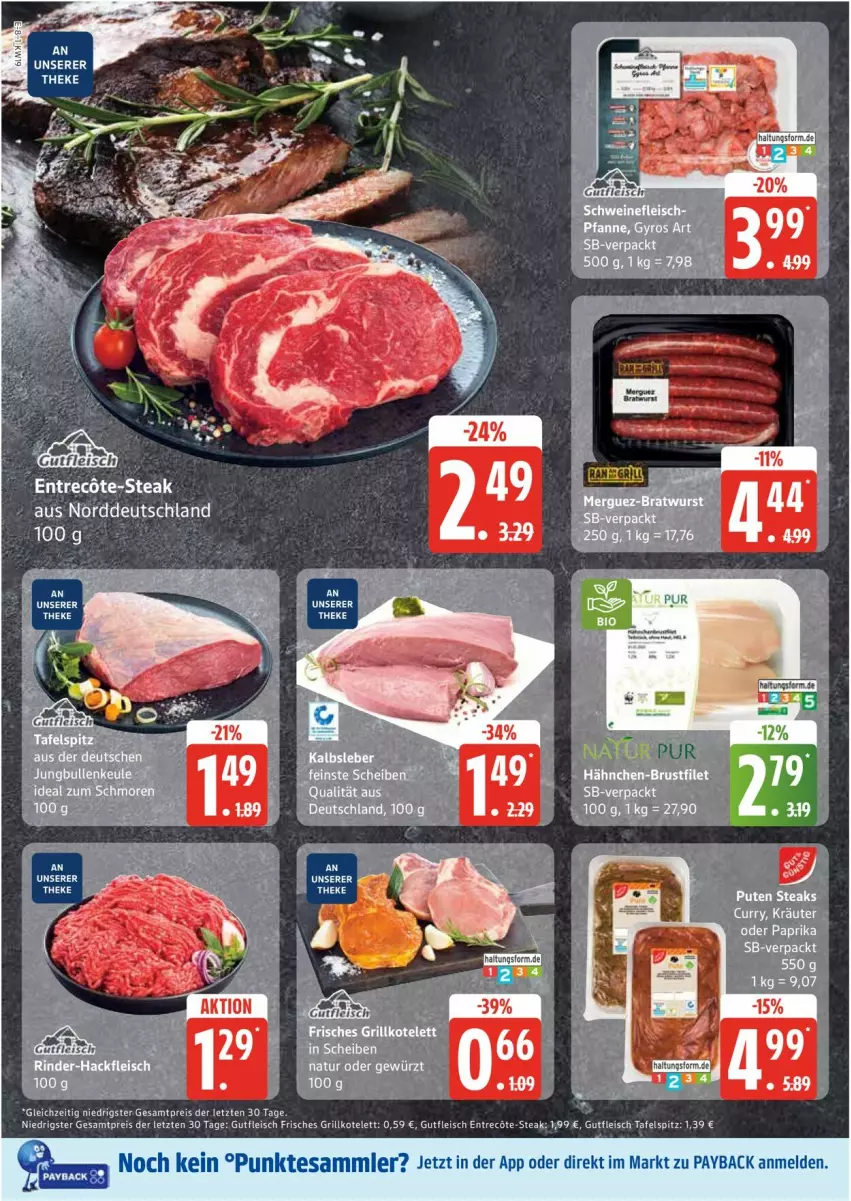 Aktueller Prospekt Edeka - Prospekte - von 05.05 bis 10.05.2025 - strona 8 - produkty: brustfilet, curry, eis, filet, fleisch, gewürz, grill, grillkotelett, gutfleisch, hackfleisch, hähnchen-brustfilet, kotelett, kräuter, natur, paprika, payback, pute, reis, rind, rinder, rinder-hackfleisch, steak, steaks, tafelspitz, tesa, Ti, ZTE