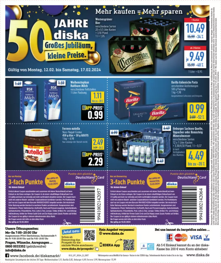 Aktueller Prospekt Diska - von 12.02 bis 17.02.2024 - strona 12 - produkty: aktionspreis, Alwa, angebot, angebote, Astra, barilla, bier, burger, coupon, deka, eier, eis, ente, erde, ferrero, Heu, italienische pasta, LG, mineralwasser, pasta, reis, ring, sac, tee, Ti, uhr, wasser, weihenstephan, ZTE