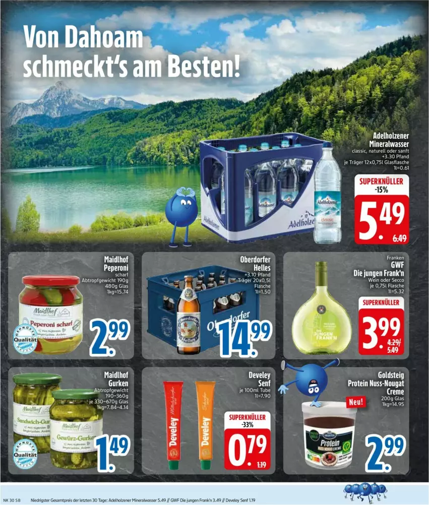 Aktueller Prospekt Edeka - Prospekte - von 21.07 bis 26.07.2025 - strona 10 - produkty: adelholzener, Alwa, creme, develey, eis, flasche, glasflasche, goldsteig, gurke, gurken, Holz, mineralwasser, Mineralwasser Classic, natur, reis, rel, senf, tee, wasser, ZTE