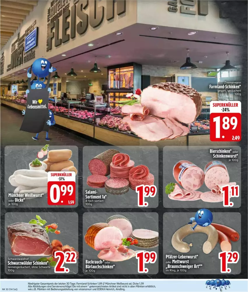 Aktueller Prospekt Edeka - Prospekte - von 21.07 bis 26.07.2025 - strona 16 - produkty: bier, bierschinken, Cien, deka, eis, Mett, mettwurst, reis, schinken, Ti, tuc, Weißwurst, wurst, ZTE