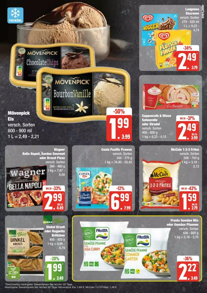 Aktueller Prospekt Edeka - Prospekte - von 21.09 bis 28.09.2024 - strona 13 - produkty: brezel, chips, eis, frosta, garden gourmet, Gemüse Mix, mccain, mövenpick, mövenpick eis, pizza, reis, Ti, ZTE