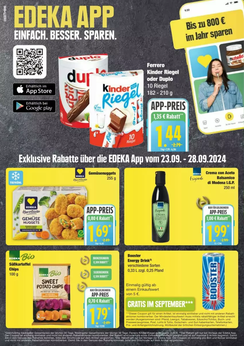 Aktueller Prospekt Edeka - Prospekte - von 21.09 bis 28.09.2024 - strona 22 - produkty: acer, deka, duplo, eis, ente, ferrero, google play, Kinder, kinder riegel, nuggets, nuss, reis, rel, riegel, Ti, tuner, ZTE