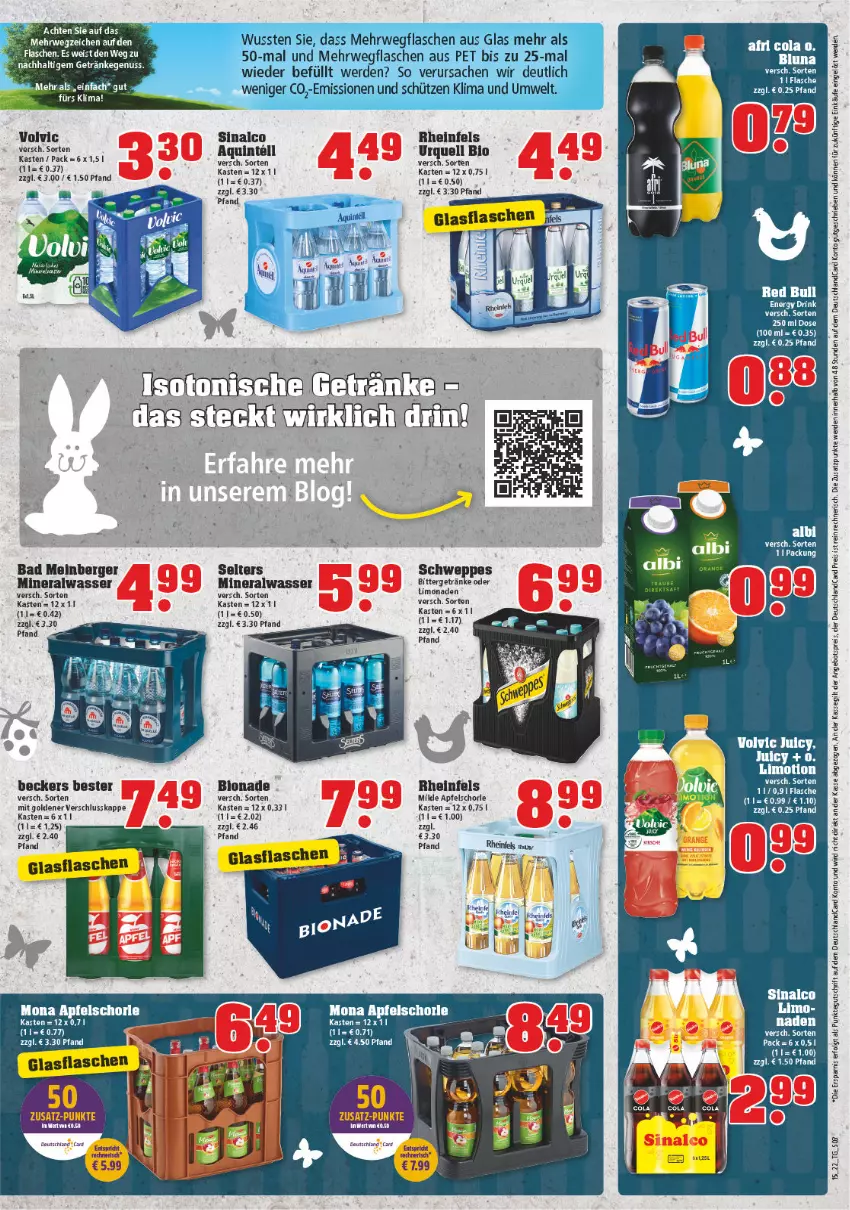 Aktueller Prospekt Trinkgut - von 11.04 bis 16.04.2022 - strona 3 - produkty: Afri Cola, Alwa, angebot, angebotspreis, apfel, Apfelschorle, Bad, Beckers Bester, Berger, bio, bionade, cola, deutschlandcard, eis, ente, erde, flasche, getränk, getränke, glasflasche, Intel, LG, limo, limonade, limonaden, mineralwasser, nuss, reis, rel, schorle, schweppes, Selters, sinalco, Ti, volvic, wasser