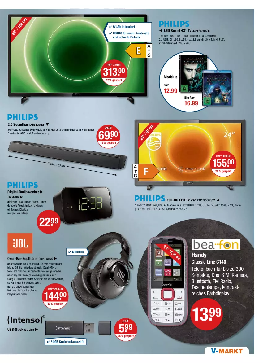 Aktueller Prospekt Vmarkt - V-Markt - von 23.06 bis 29.06.2022 - strona 15 - produkty: alexa, amazon alexa, Brei, buch, Dual SIM, dvd, fernbedienung, Handy, HD Led TV, HDMI, jbl, kamera, kopfhörer, Lampe, led tv, Radio, sim, soundbar, Spiele, Tasche, taschen, taschenlampe, telefon, Ti, timer, tisch, tuner, usb, weck