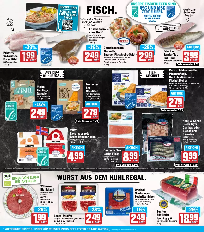 Aktueller Prospekt Hit - Wochenprospekt - von 05.05 bis 10.05.2025 - strona 7 - produkty: aqua, aus dem kühlregal, backfisch, backofen, bacon, Bau, bio, braten, cocktail, dressing, eis, elle, filet, filets, fisch, fische, Fischer, fischstäbchen, fischtheke, fleisch, frischfisch, frosta, garnelen, gin, Krebs, kühlregal, lachs, lack, lenco, mac, mars, Ofen, pfanne, pfannen, Räucherlachs, regal, reifen, reis, remoulade, Ria, saft, salami, salat, sauce, Schere, schinken, schlemmerfilet, scholl, Seeluftschinken, senf, spargel, Speck, südtiroler, teller, Ti, tisch, wasser, wiltmann, wurst, Zander, ZTE