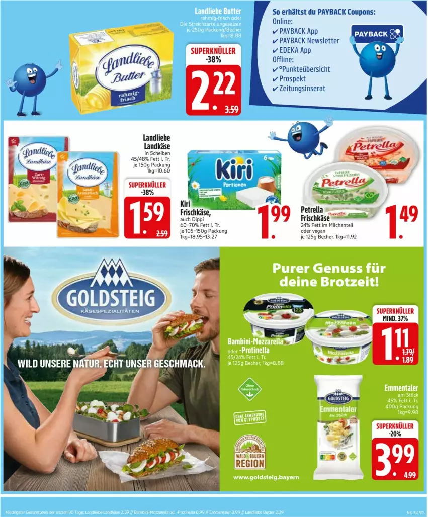 Aktueller Prospekt Edeka - Prospekte - von 18.08 bis 23.08.2025 - strona 11 - produkty: Becher, coupon, coupons, deka, dip, frischkäse, Käse, kiri, landkäse, landliebe, milch, ndk, payback, petrella, rel, Ti