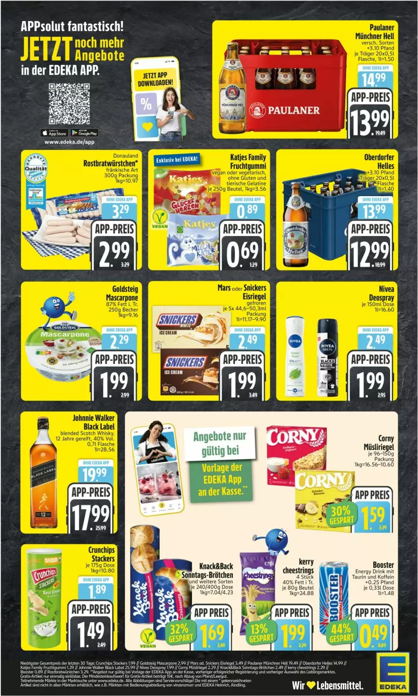 Aktueller Prospekt Edeka - Prospekte - von 18.08 bis 23.08.2025 - strona 2 - produkty: angebot, angebote, asti, beutel, black label, brötchen, corny, deka, deo, deospray, drink, eis, energy drink, fanta, johnnie walker, lack, mars, müsli, Müsliriegel, nivea, Paula, reis, riegel, ring, String, tee, Ti, tisch