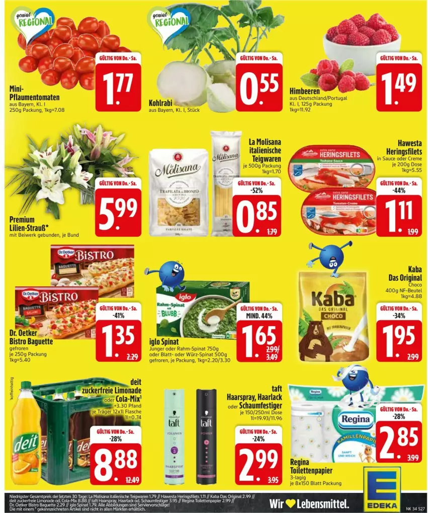 Aktueller Prospekt Edeka - Prospekte - von 18.08 bis 23.08.2025 - strona 29 - produkty: arla, beere, beeren, creme, filet, filets, Haarlack, haarspray, hawesta, hering, Herings, heringsfilets, himbeer, himbeere, himbeeren, isana, kohlrabi, lack, oder schaumfestiger, papier, pflaume, pflaumen, rahm-spinat, ring, sana, sauce, schaumfestiger, spinat, Taft, teigwaren, Ti, tomate, tomaten