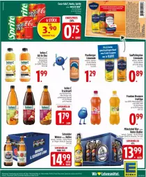 Gazetka promocyjna Edeka - Prospekte - Gazetka - ważna od 23.08 do 23.08.2025 - strona 23 - produkty: Alwa, Berger, bier, brunnen, coupon, decke, Deckel, deka, eis, elle, flasche, franken brunnen, frucht, fruchtsaft, Hohes C, limo, limonade, mineralwasser, mönchshof, natur, radler, saft, sanpellegrino, wasser