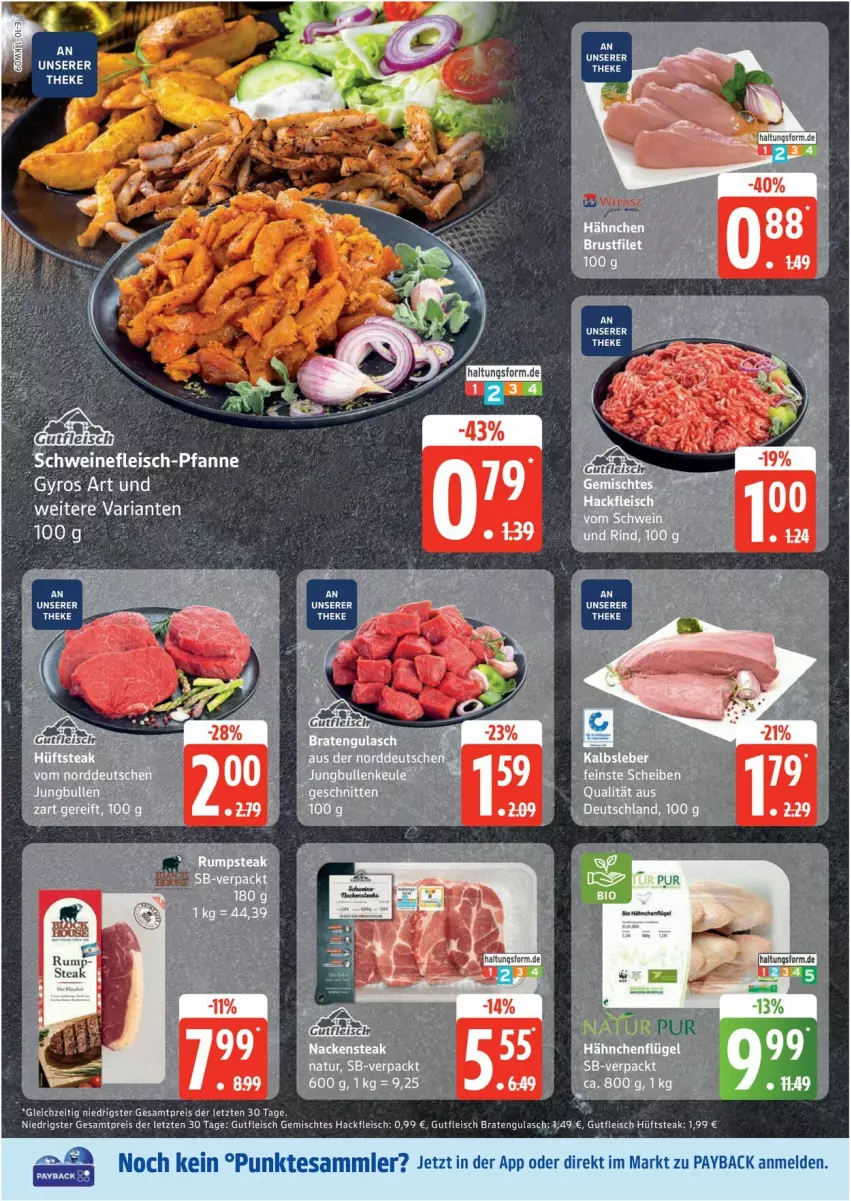 Aktueller Prospekt Edeka - Prospekte - von 24.02 bis 01.03.2025 - strona 10 - produkty: braten, eis, fleisch, gulasch, gutfleisch, gyros, hackfleisch, hähnchenflügel, hüftsteak, Kalbsleber, Nackensteak, natur, payback, reis, Ria, steak, tesa, Ti, ZTE