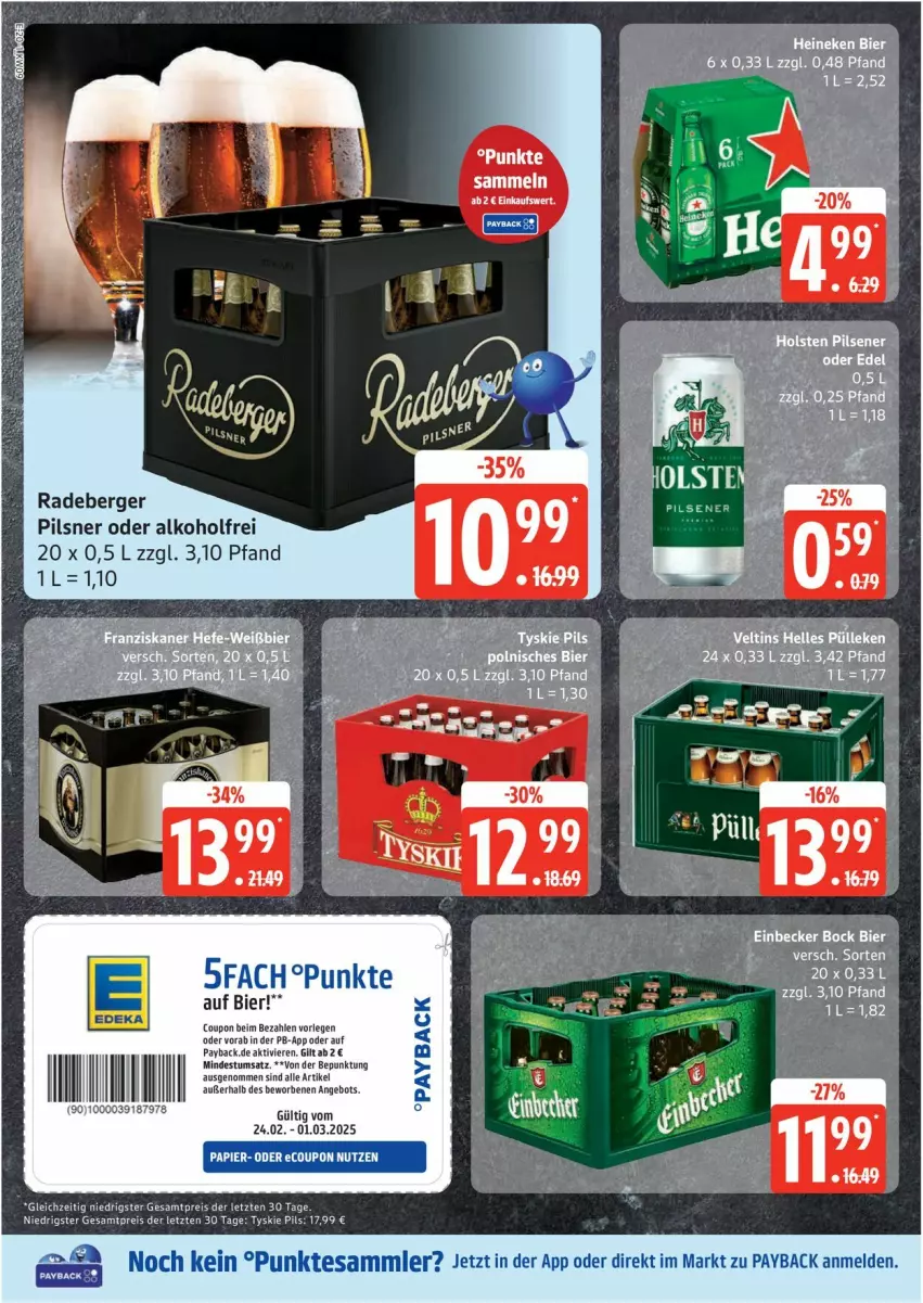 Aktueller Prospekt Edeka - Prospekte - von 24.02 bis 01.03.2025 - strona 20 - produkty: alkohol, angebot, Berger, bier, coupon, eis, heineken, payback, pils, pilsner, radeberger, radeberger pilsner, reis, tesa, Ti, tyskie, ZTE