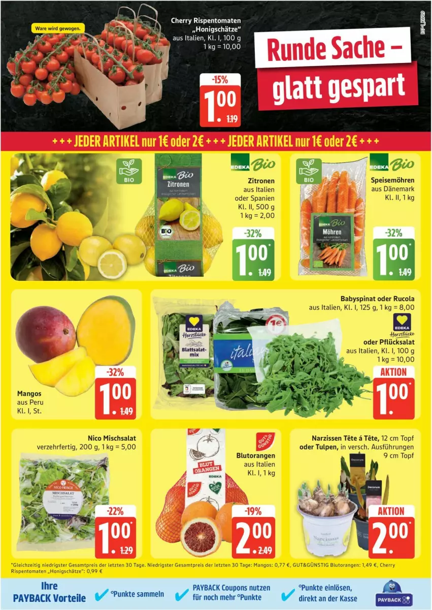 Aktueller Prospekt Edeka - Prospekte - von 24.02 bis 01.03.2025 - strona 7 - produkty: coupon, coupons, honig, möhren, payback, rispentomaten, sac, tomate, tomaten