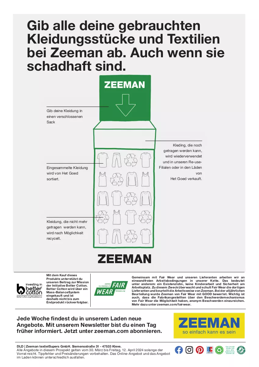 Aktueller Prospekt Zeeman - Prospekte - von 30.03 bis 12.04.2024 - strona 30 - produkty: angebot, angebote, batterie, batterien, bett, eis, erde, Kette, Kinder, kleid, Kleidung, LG, pril, Rauch, reis, rwe, sac, siemens, Ti, weck