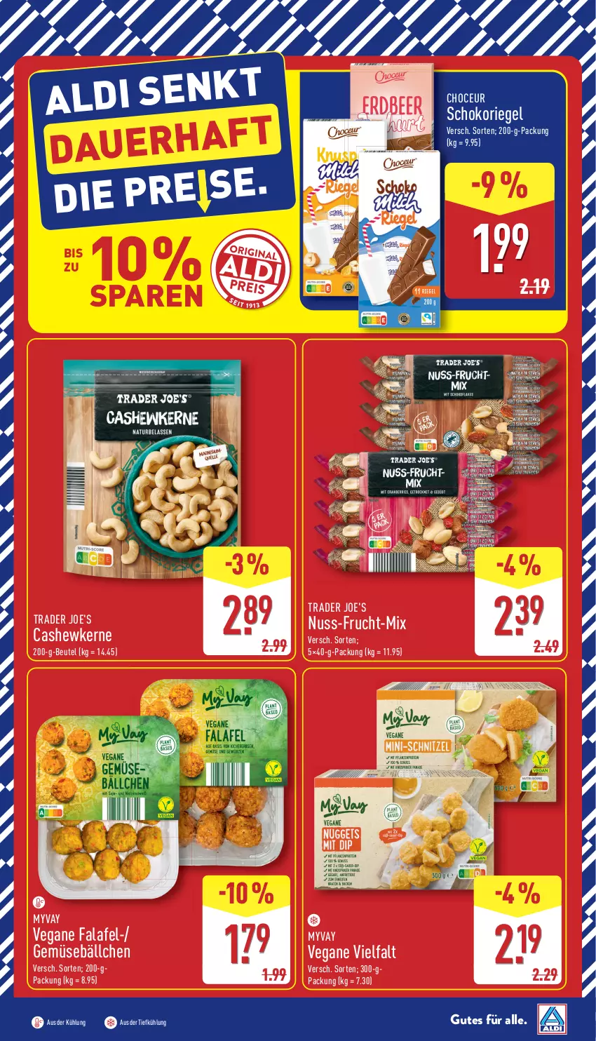 Aktueller Prospekt Aldi Nord - Von Montag - von 23.02 bis 28.02.2026 - strona 17 - produkty: aus der tiefkühlung, beutel, Cashew, cashewkerne, Falafel, frucht, nuss, riegel, schoko, schokoriegel, Ti