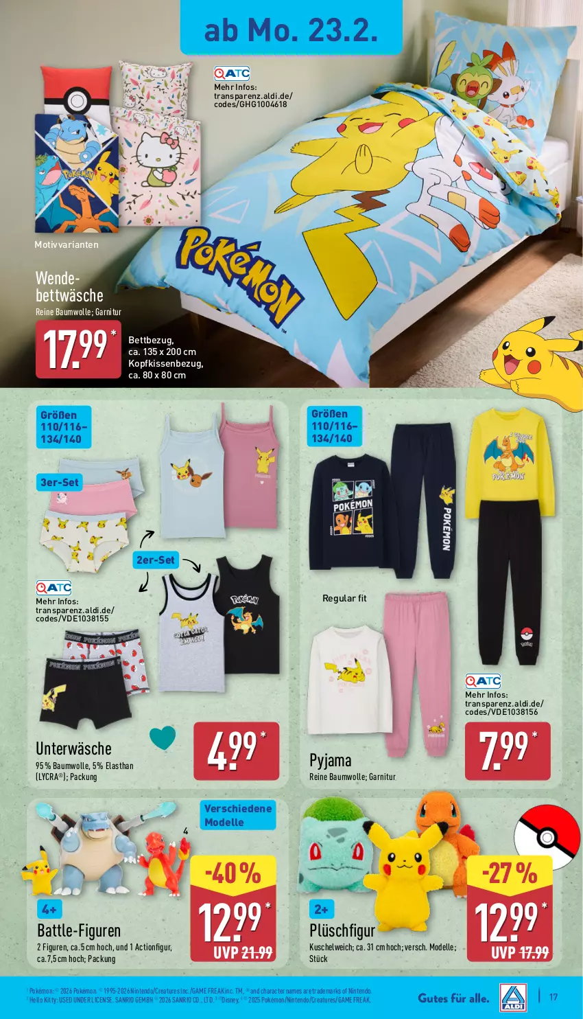 Aktueller Prospekt Aldi Nord - Von Montag - von 23.02 bis 28.02.2026 - strona 20 - produkty: aldi, Bau, baumwolle, bett, bettwäsche, dell, disney, elle, garnitur, kissen, Kissenbezug, kopfkissen, kopfkissenbezug, Kuschelweich, Mode, nintendo, Plüsch, Pyjama, reine baumwolle, Ria, Ti, Unterwäsche, wendebettwäsche, wolle