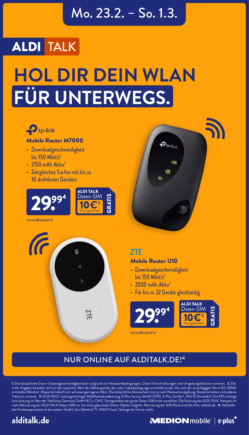 Aktueller Prospekt Aldi Nord - Von Montag - von 23.02 bis 28.02.2026 - strona 39 - produkty: akku, aldi, aldi talk, buch, Draht, eis, Germ, hardware, medion, ndk, ring, Router, rwe, sim, Surf, Ti, versandkostenfrei