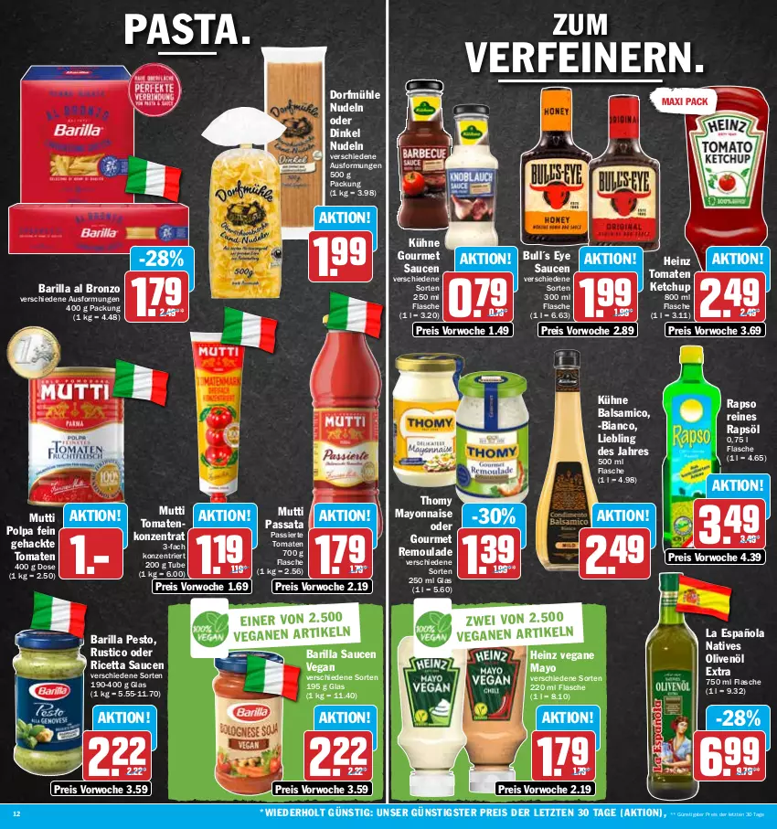 Aktueller Prospekt Hit - Prospekte - von 31.10 bis 05.11.2022 - strona 12 - produkty: balsam, balsamico, barilla, eis, flasche, heinz, ketchup, Kühne, mayonnaise, Mutti, natives olivenöl, nudel, nudeln, olive, oliven, olivenöl, olivenöl extra, pasta, pesto, rapso, rapsöl, reines rapsöl, reis, remoulade, sauce, saucen, thomy, Ti, tomate, tomaten, tomaten ketchup, Yo, ZTE