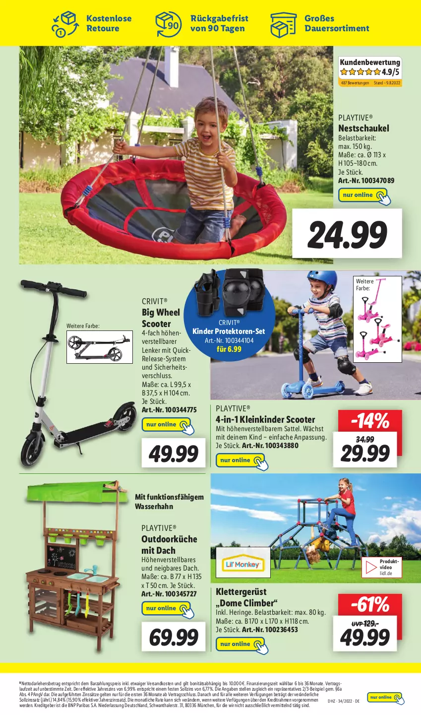 Aktueller Prospekt Lidl - Wochen-Highlights im Onlineshop - von 22.08 bis 28.08.2022 - strona 3 - produkty: auer, crivit, deo, eis, elle, erde, hering, Kinder, küche, ndk, reis, rel, ring, sattel, Schaukel, scooter, Ti, wasser