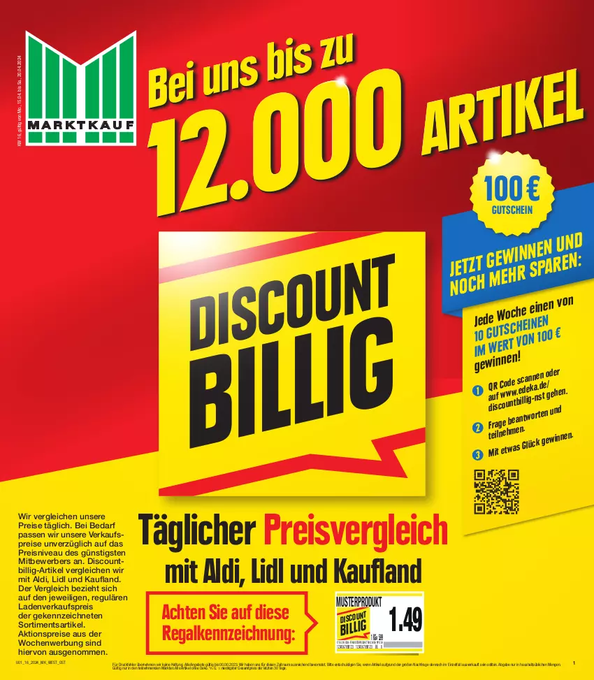 Aktueller Prospekt Marktkauf - Prospekt - von 14.04 bis 20.04.2024 - strona 1 - produkty: aktionspreis, aldi, angebot, angebote, deka, discount, eis, gutschein, nivea, regal, reis, Ti, ZTE