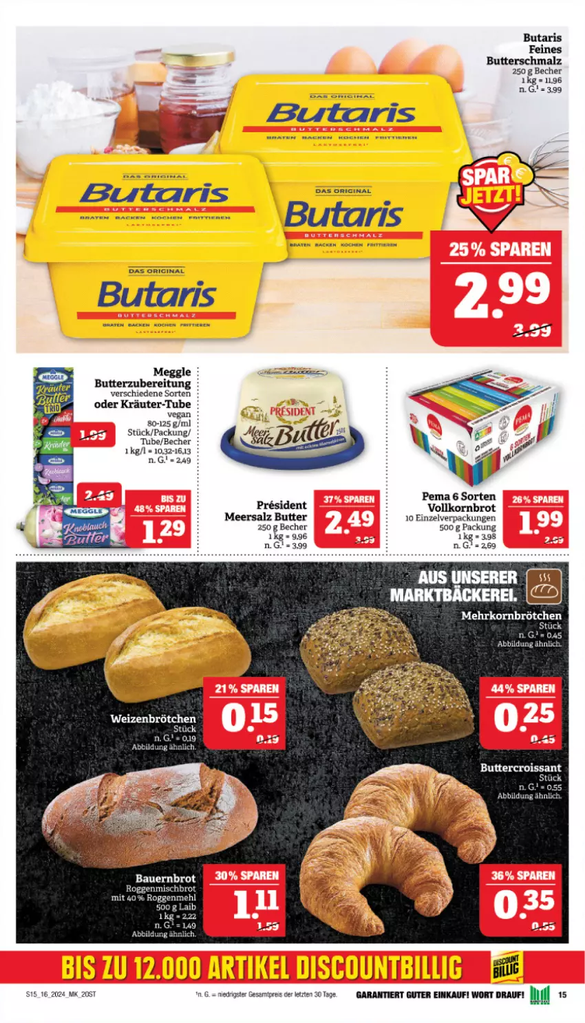 Aktueller Prospekt Marktkauf - Prospekt - von 14.04 bis 20.04.2024 - strona 17 - produkty: auer, Bau, Bauer, Becher, braten, brot, brötchen, butter, Butterschmalz, eis, fanta, gin, korn, Kornbrot, kräuter, malz, meersalz, meggle, mehl, mehrkornbrötchen, oder kräuter, reis, salz, Schmalz, Ti, Tiere, vollkornbrot, Yo, ZTE