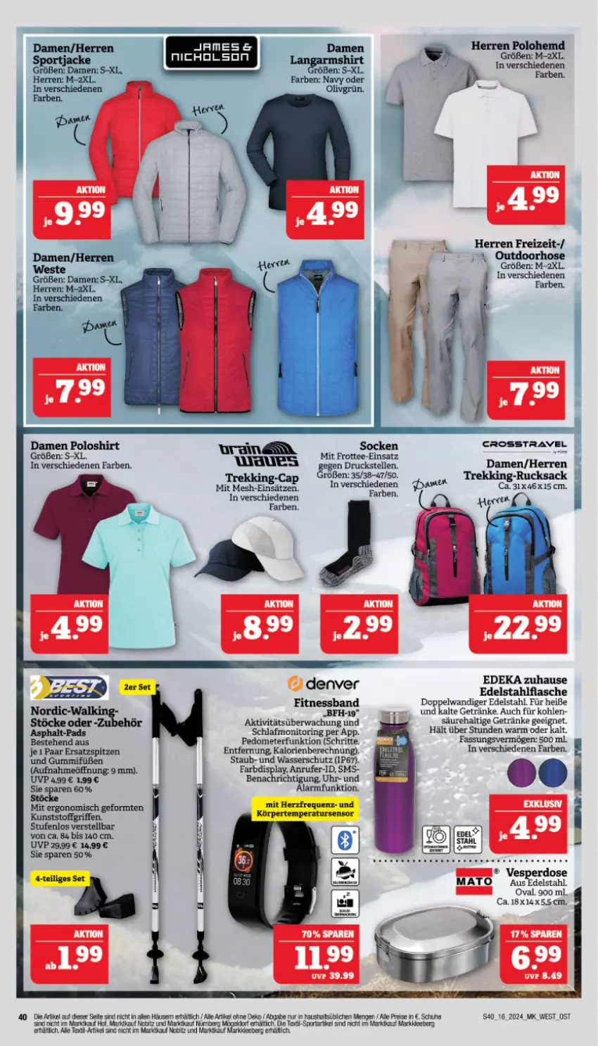 Aktueller Prospekt Marktkauf - Prospekt - von 14.04 bis 20.04.2024 - strona 42 - produkty: deka, edelstahl, eis, flasche, getränk, getränke, hose, monitor, poloshirt, reis, ring, schuhe, shirt, Sport, tee, Ti, uhr, wasser