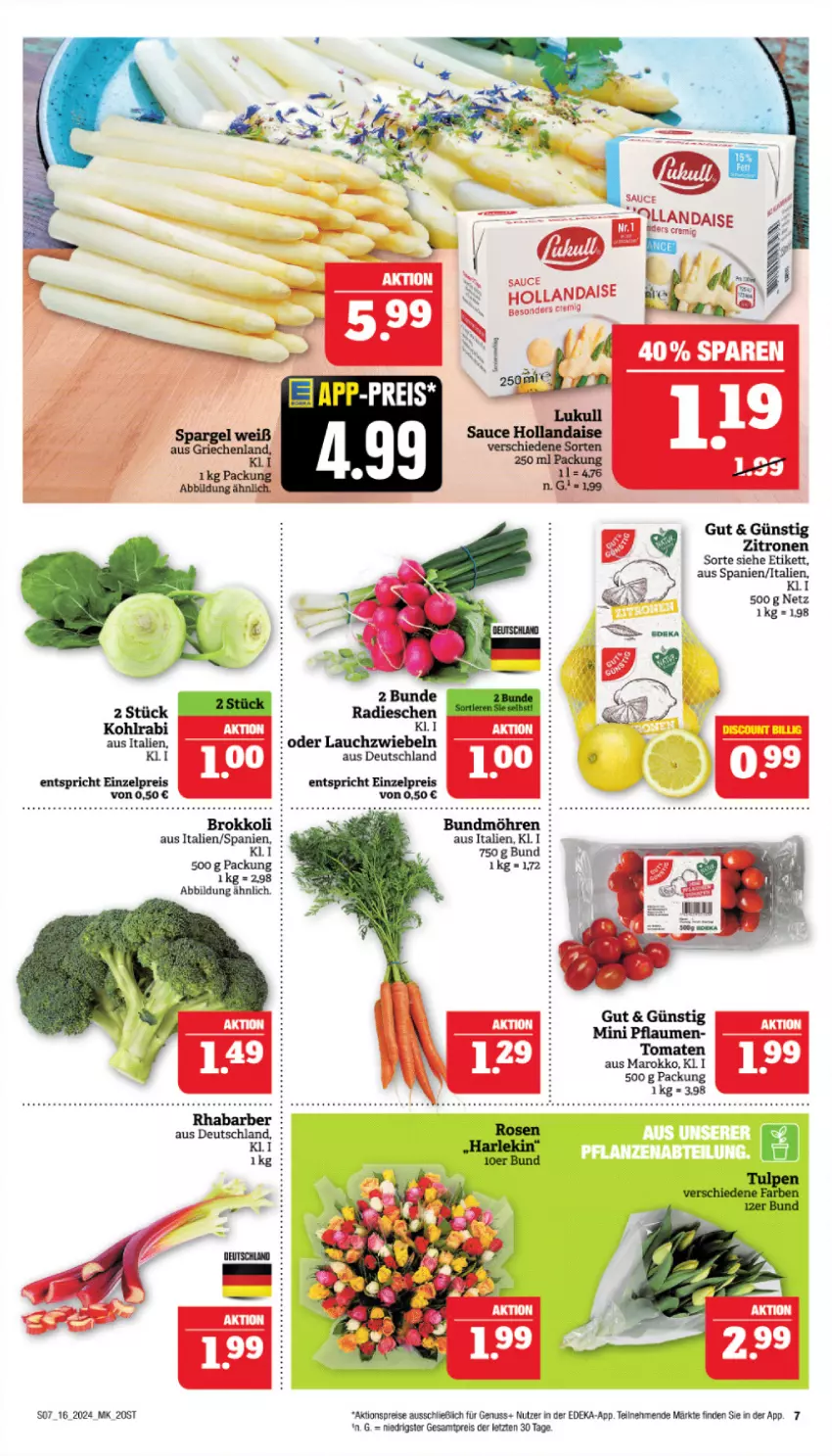 Aktueller Prospekt Marktkauf - Prospekt - von 14.04 bis 20.04.2024 - strona 9 - produkty: aktionspreis, brokkoli, Bundmöhren, deka, eis, hollandaise, kohlrabi, Lauchzwiebel, lauchzwiebeln, möhren, nuss, pflaume, pflaumen, radieschen, reis, sauce, Ti, tomate, tomaten, zitrone, zitronen, ZTE, zwiebel, zwiebeln