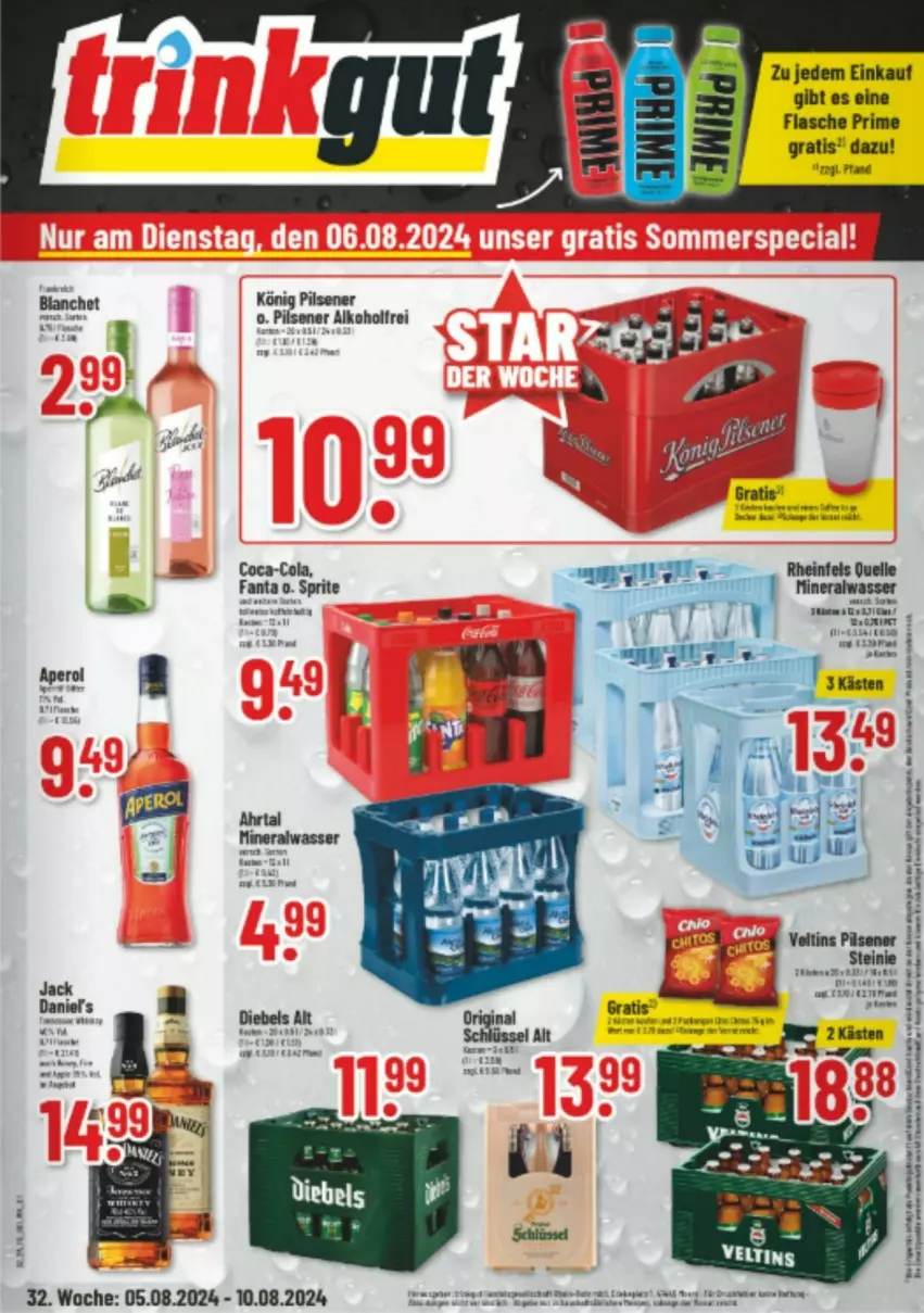 Aktueller Prospekt Trinkgut - Prospekte - von 05.08 bis 10.08.2024 - strona 1 - produkty: alkohol, Alwa, fanta, flasche, könig pilsener, pils, pilsener, sprite, Ti, veltins, wasser